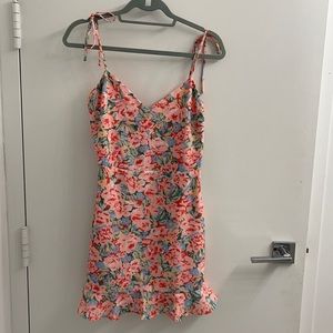 LPA summer pink floral dress with tie string staps